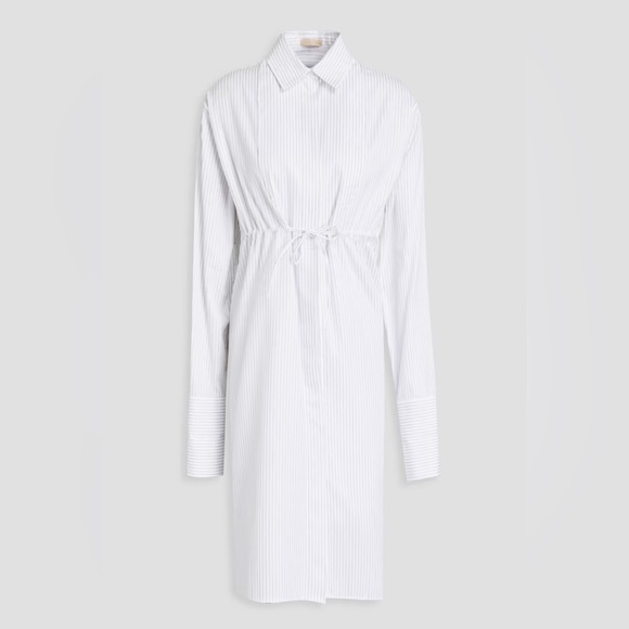 Alaia Button Down Pinstripe Shirt Dress Waist Cinch - Picture 1 of 3